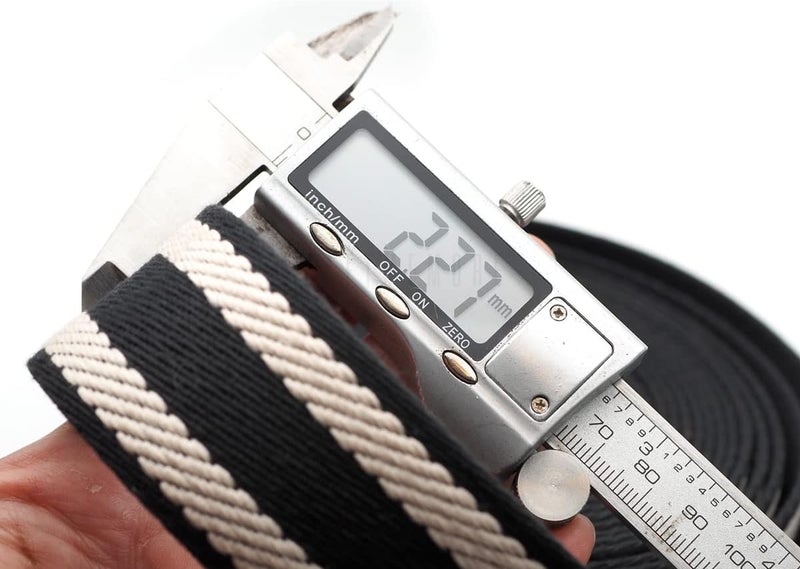 CRAFTMEMORE 1.5 Inches Cotton Webbing Strap, Spiral Pattern, Heavy Webbing Straps for Arts and Crafts, Luxury Bag Strap (2 Yards, Black-Ivory) - Image 4